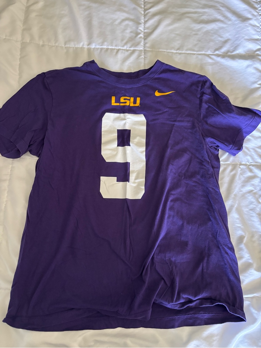LSU Men's Purple Nike Football Tee - Joe Burrow